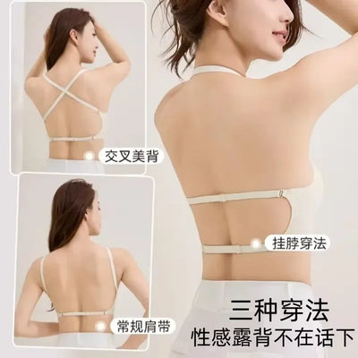 2024 Invisible Push Up Bra Backless Sexy Women Bras Low Cut Plunge Brassiere Open Back Wedding Underwear Seamless Lingerie