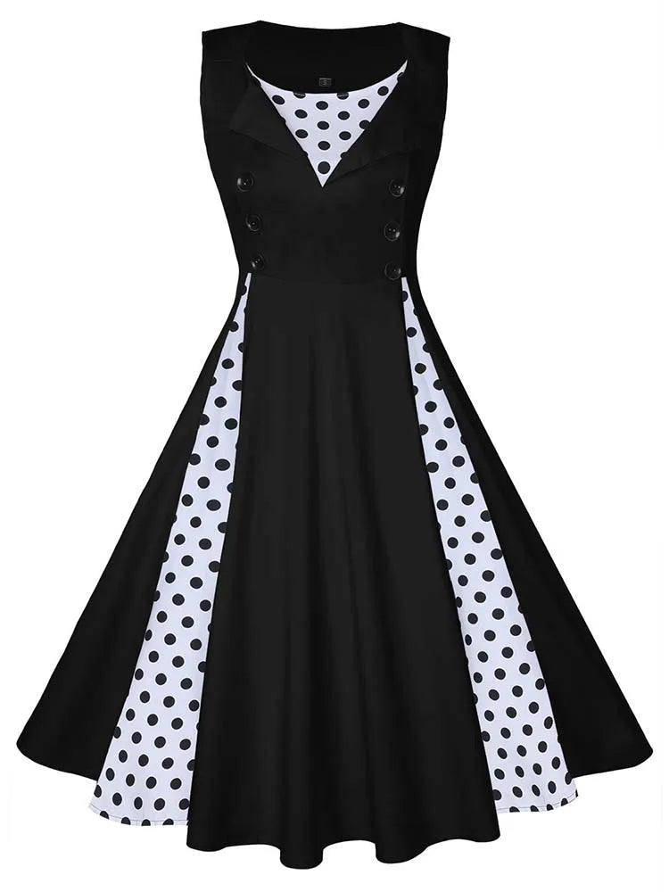 S-5XL Women Robe Retro Vintage Dress 50s 60s Rockabilly Dot Swing Pin Up Summer Party Dresses Elegant Tunic Vestidos Casual