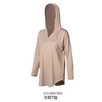 New yoga and fitness suit long sleeved sports running gym oversized women's clothing, belly covering, slimming and loose fitting