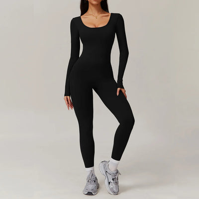 Gym Set Yoga Jumpsuit Women Training Yoga Clothes Sports Rompers Sportswear Long Sleeve One-Piece Fitness Bodysuit Tracksuits