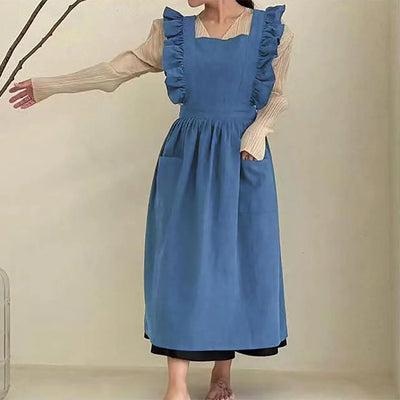 Women Strap Apron with Pocket Gown Hairdresser Restaurant Hero Chef Apron Florist Overalls Dress Cook Pinafore Kitchen Accessory