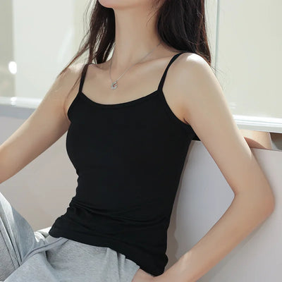 New Solid Color Tank Tops soft Cotton Spaghetti Strap Crop Tops Summer Casual Camisole Sleeveless Basic Vest Summer women Tops