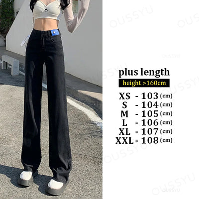 Summer Lyocell Jeans Women Blue Black High Waisted  Straight Wide Leg Denim Y2k Pants Streetwear Loose Casual Female Clothing