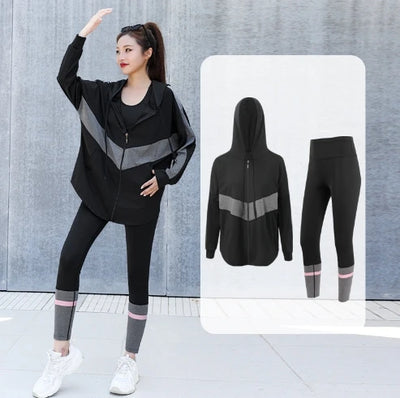 Jacket Sports Bra Leggings 3 Piece Set Women's Tracksuit, Training and Exercise Workout Gym Push Up Yoga Sportswear Suit Fitness