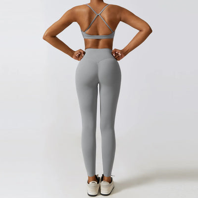 Sportswear Yoga Set Women's Workout Clothes Athletic Wear Sports Gym Legging Seamless Fitness Bra Crop Top Long Sleeve Yoga Suit