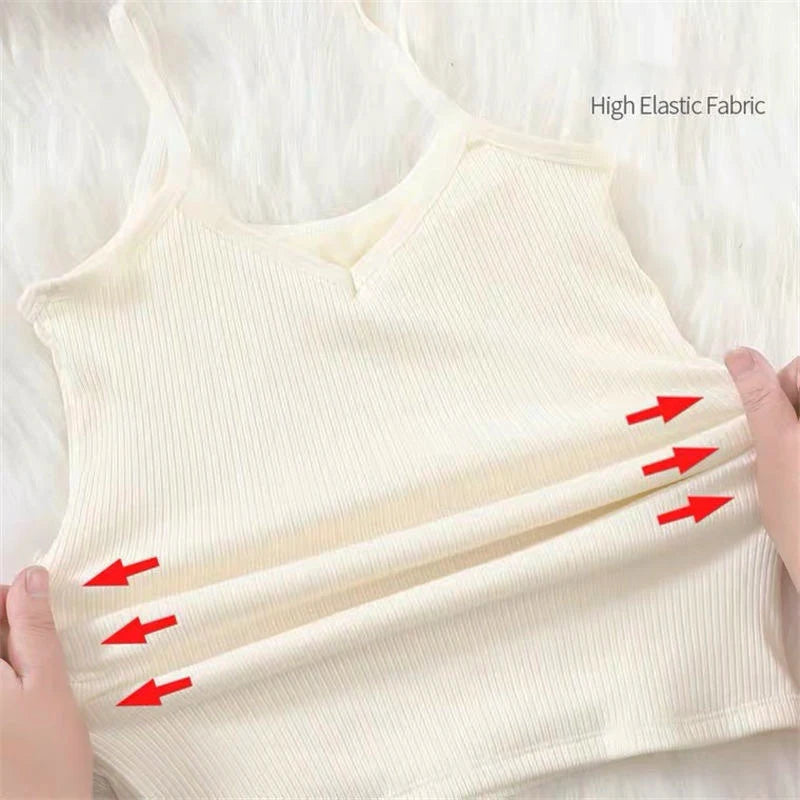 Women Winter Warm Underwear Solid Color Thermal Casual Nightwear Sexy Elasticity Female Thin Velvet T-Shirt Sleeveless Tops