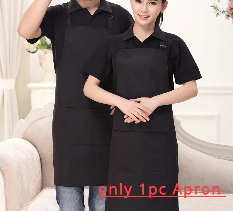 Womens Mens Cooking Chef Kitchen Restaurant BBQ Apron Dress with 2 Pockets Simple Style Waiter Apron