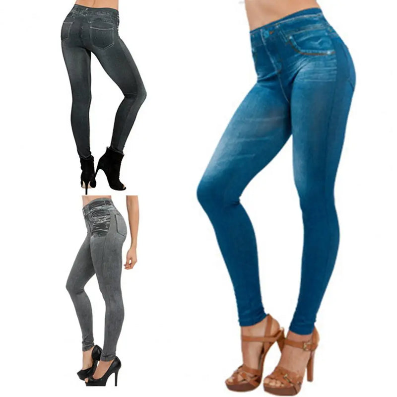 Pants Bottoming Women Jeans Skin-friendly Breathable  Popular Print Stretch Pencil Pants