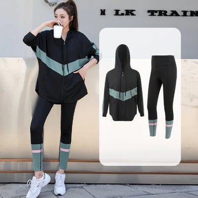 Jacket Sports Bra Leggings 3 Piece Set Women's Tracksuit, Training and Exercise Workout Gym Push Up Yoga Sportswear Suit Fitness