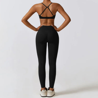 Women 2/3pcs Workout Outfits Yoga Sets Sportswear Gym Workout Clothing Tracksuit High Waist Leggings and Stretch Sports Bra