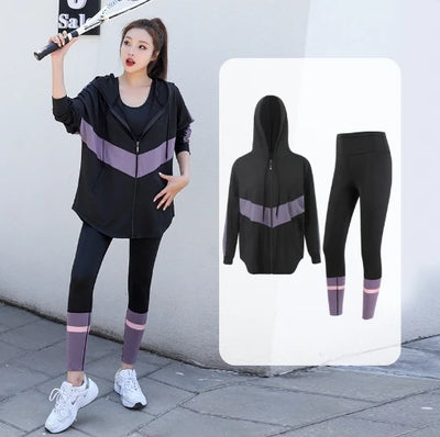 Jacket Sports Bra Leggings 3 Piece Set Women's Tracksuit, Training and Exercise Workout Gym Push Up Yoga Sportswear Suit Fitness