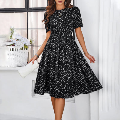 Women's Summer Dress Solid Color Dot Lady's Dress Lace Up Women's Beach Dress Women's Summer Clothing Lady's Party Dresses