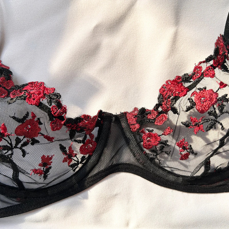 Sexy Set Womens Underwear Exotic Emotional Bra Set Embroidered Print Brassiere Lingerie Set Women&