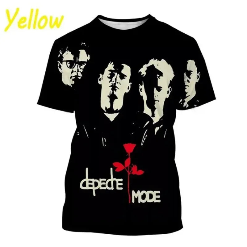 New Punk Depeche-Mode Band 3D Print T-shirt Men Clothing Personality Fashion Harajuku Street Round Neck Short Sleeve Tops