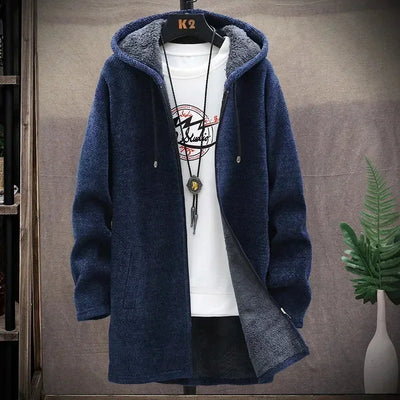 Men Sweaters Coat Autumn Winter New Hot Warm Zipper Medium Long Cardigan Sweaters Man Casual Knitwear Sweatercoat Mens Clothes