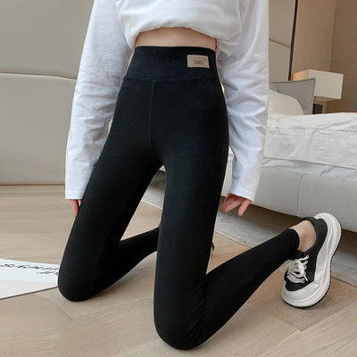 Grey Cotton Bottom Pants Women High Waist Tight Printing Slim Outer Wear Large Size Autumn Pants Soft