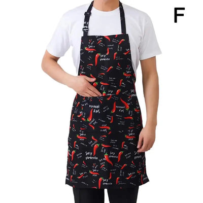 Kitchen Cooking Apron Chef Halterneck Apron With 2 Pockets Catering Sleeveless Aprons Men Woman BBQ Waiter Printing Apron