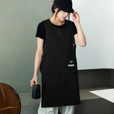 New Detachable Waterproof Waiter Apron for Kitchen Catering Cafe Oilproof Men Women Work Vest Apron Nail Beauty Barista Pinafore