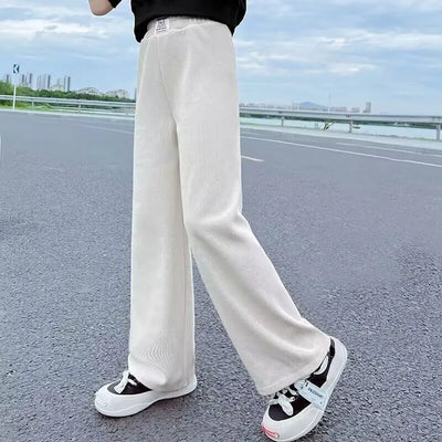 Girls Wide Leg Pants New Spring and Autumn Trendy Children's Corduroy Casual Straight Leg Pants Girls Trend Slimming Long Pants