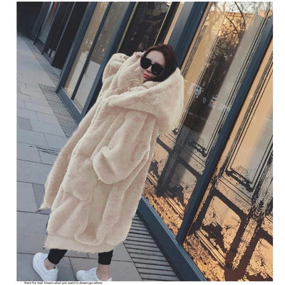 Oversized Winter Faux Fur Coat Women Parka Long Warm Faux Fur Jacket Coats Hoodies Loose Winter Coat Outwear Casaco Feminino