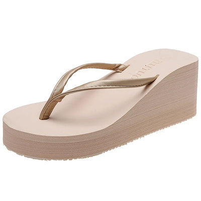 Women's Summer Beach Wedges Flip-Flops Lightweight Clip Toe Platform Sandals Woman High Heeled Outdoor Slides Orthopedic Shoes