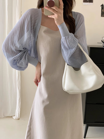 Spring and summer new 100% pure wool sunscreen knitted cardigan women's V-neck Joker shawl cardigan blouse knitted coat