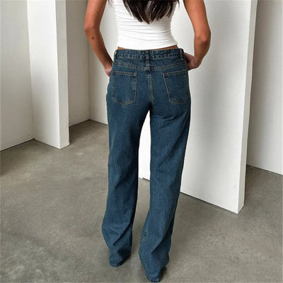 Women's Spring Summer Baggy Pants Y2K Vintage Low Waist Loose Straight Leg Denim Pants with Pockets Fashion Streetwear