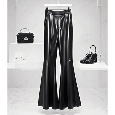 2025New Fashionable Flare Ladies Temperament Black High Waist Wide Leg Pants Women Clothing Fashion Slim Boot Cut Femme Trousers