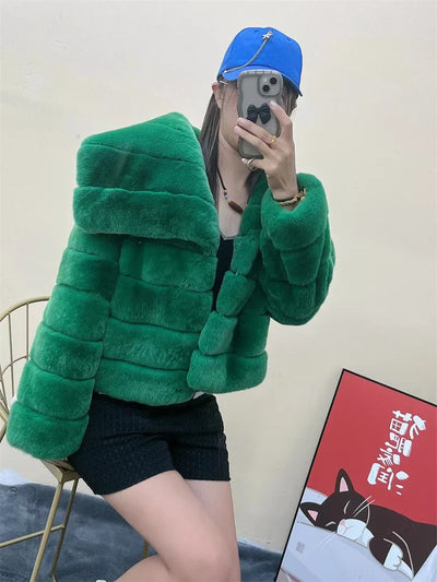 Winter Coats Woman 2024 Women's Fur Coat  Women High Street Luxury Big Fur Collar Woman Clothing Fur Jacket Female Overcoats