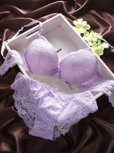 Newest Women's Push Up Embroidery Sexy Lace Floral Bra Sets Panties Underwear 5 Colors