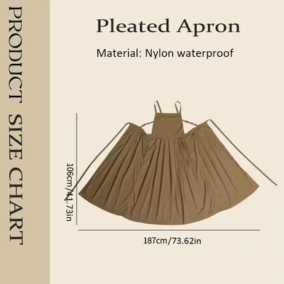 Lightweight Waterproof Apron for Beauty Salon Nails Waitress Oil-proof Long Pleated Women's Garden Kitchen Aprons with Pockets