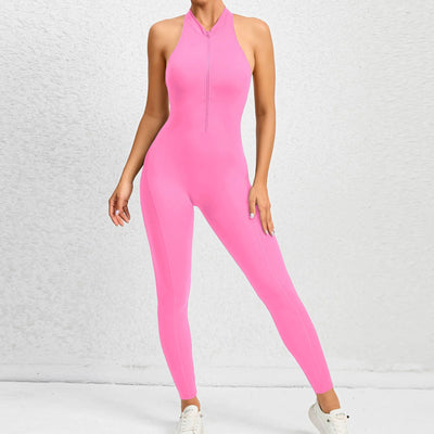 Yoga Women's Padded Workout Suit One-Piece Jumpsuit Workout Set Sports Jumpsuit Gym Clothing Zipper 2024 New