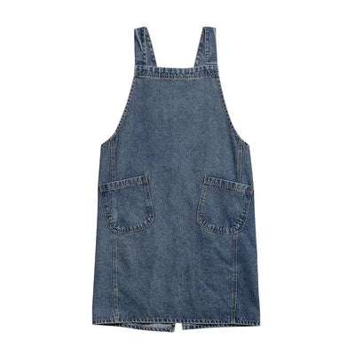 Ladies Korean Denim Apron for Women Cotton Fabric Garden Kitchen Baking Cooking Aprons Household Cleaning Accessories Dress