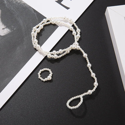 Hot Multi-layer Bracelet Long Pearl Chain Pendant Anklet Sandals Barefoot Beach Foot Bridal Jewelry Wholesale J19