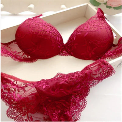 Newest Women's Push Up Embroidery Sexy Lace Floral Bra Sets Panties Underwear 5 Colors