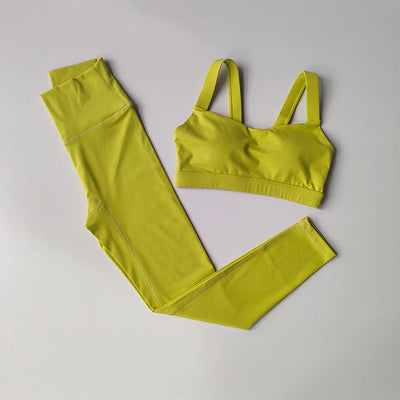 2PCS Yoga Set Women Fitness Suit Set Sports Bras High Waisted Running Suit Fast Drying Leggings Advanced Fitness Suit