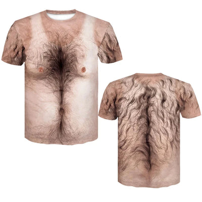 Men's 3D T-shirt Funny Print Chest Muscle Hair Fashion Short Sleeve Summer Funny Funny T-shirt 2023 New