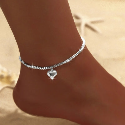 LATS Shiny Sparkling Simple Anklet for Women Gold Silver Color Elegant Jewelry Female Beach Ankle Bracelet on Foot Party Gift