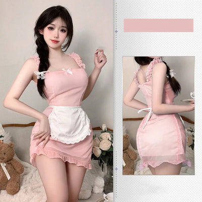 Cosplay clothing Milk flavored pure maid dress apron bow tie lace girl kawaii suspender dress sexy costume women night appeal