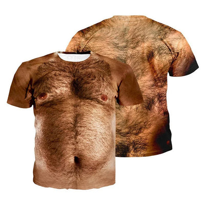 Men's 3D T-shirt Funny Print Chest Muscle Hair Fashion Short Sleeve Summer Funny Funny T-shirt 2023 New