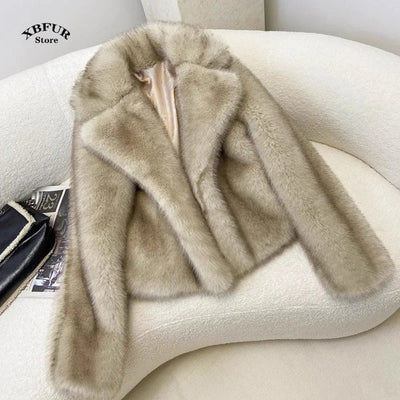 Winter Coats Woman 2024 Ins Hot Fashion Girls Oversized Gradient Fur Coat Women Thick Warm Outerwear Fluffy Faux Fox Fur Jacket