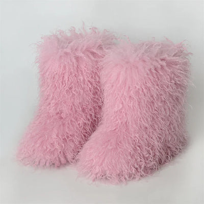 Winter Shoes Women's Winter Fluffy Faux Fur Boots Woman Plush Warm Snow Boots Luxury Footwear Girls Furry Fur Bottes Fashion