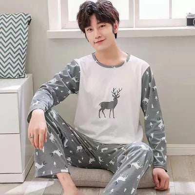 New Pyjamas Men Long Sleeve Stripes Spring Autumn Male Teenagers Winter Home Wear Daily Leisure Comfortable Breathable Suit