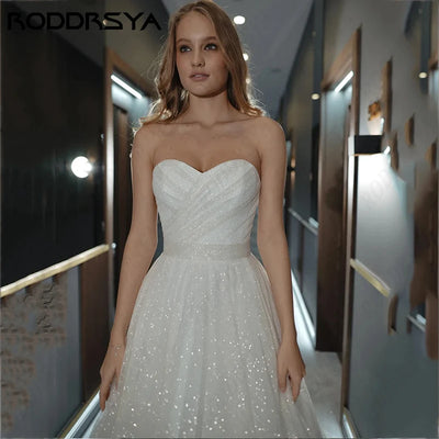 RODDRSYA Свадебное платье  Sparkle Tulle Princess Wedding Dresses Romantic Strapless A-line Bridal Party Illusion Lace Up Back