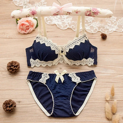 Vintage Girls Bra Set Sexy Thin Bras Pantys Women Seamless Brassiere Low Wasit Fitness Underwear Set Adjustable Plaid Lingeries