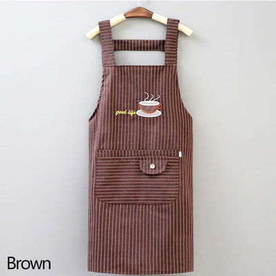 Kitchen Apron Unisex Cotton Hand Wipe Men's Household Kitchen Apron Large Pocket Waterproof and Oil-proof Female Baking Clothing