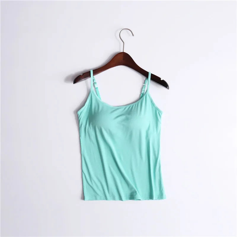 Sexy Tank With built-in bra Stretchy tight underwear no steel ring corset sling Sleeveless yoga sports casual T-shirt