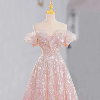 DongCMY Dreamy Pink On The Run Princess Evening Dress Female High-end Engagement Dress Elegant Wedding Party Dress For Women