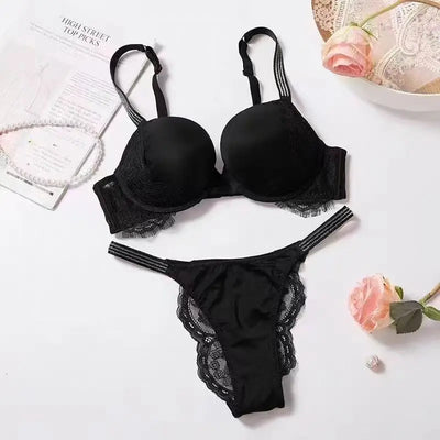 With Bulge Bralette Rhinestone Lingerie Pitted Bra and Panty Sets for Women Seamless Brassiere Gathering Chest Push Up Underwear