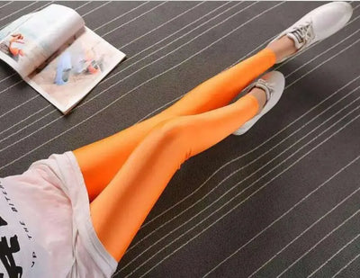 New Spring Solid Candy Neon Leggings for Women High Stretched Female Legging Pants Girl Clothing Leggins Plug Size